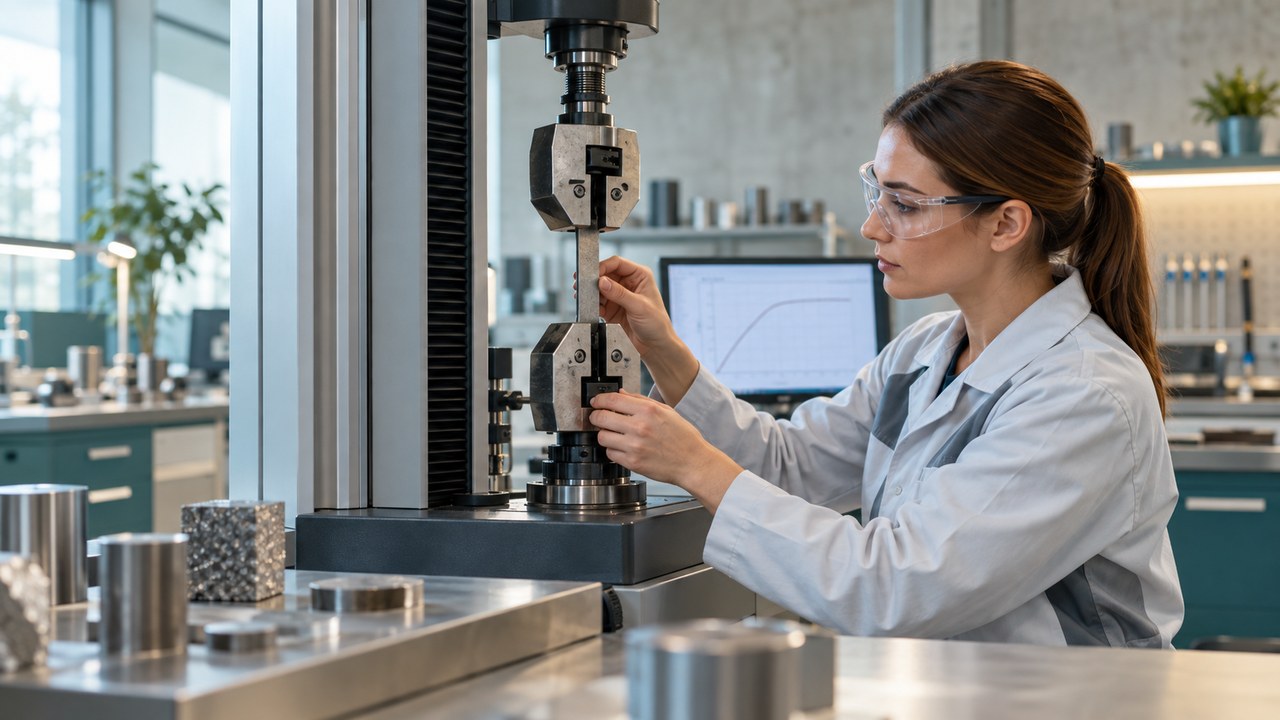 Stručnjak sprovodi tehničko ispitivanje materijala u laboratoriji